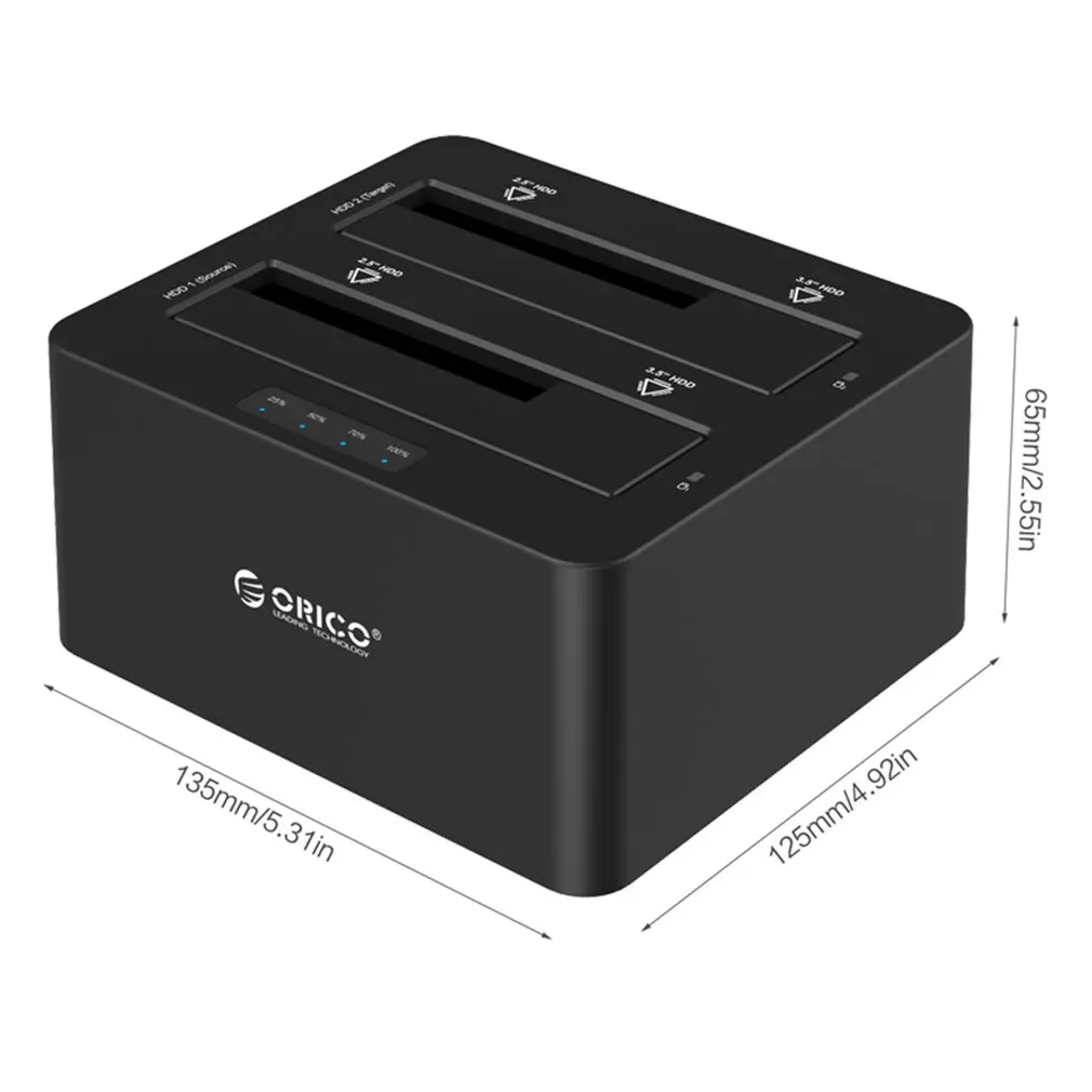 ORICO USB 3,0 для жесткого диска с интерфейсом SATA чехол Dual Bay внешний жесткий диск Док-станция для 2,5 3,5 HDD/SSD клон, Дубликатор Функция