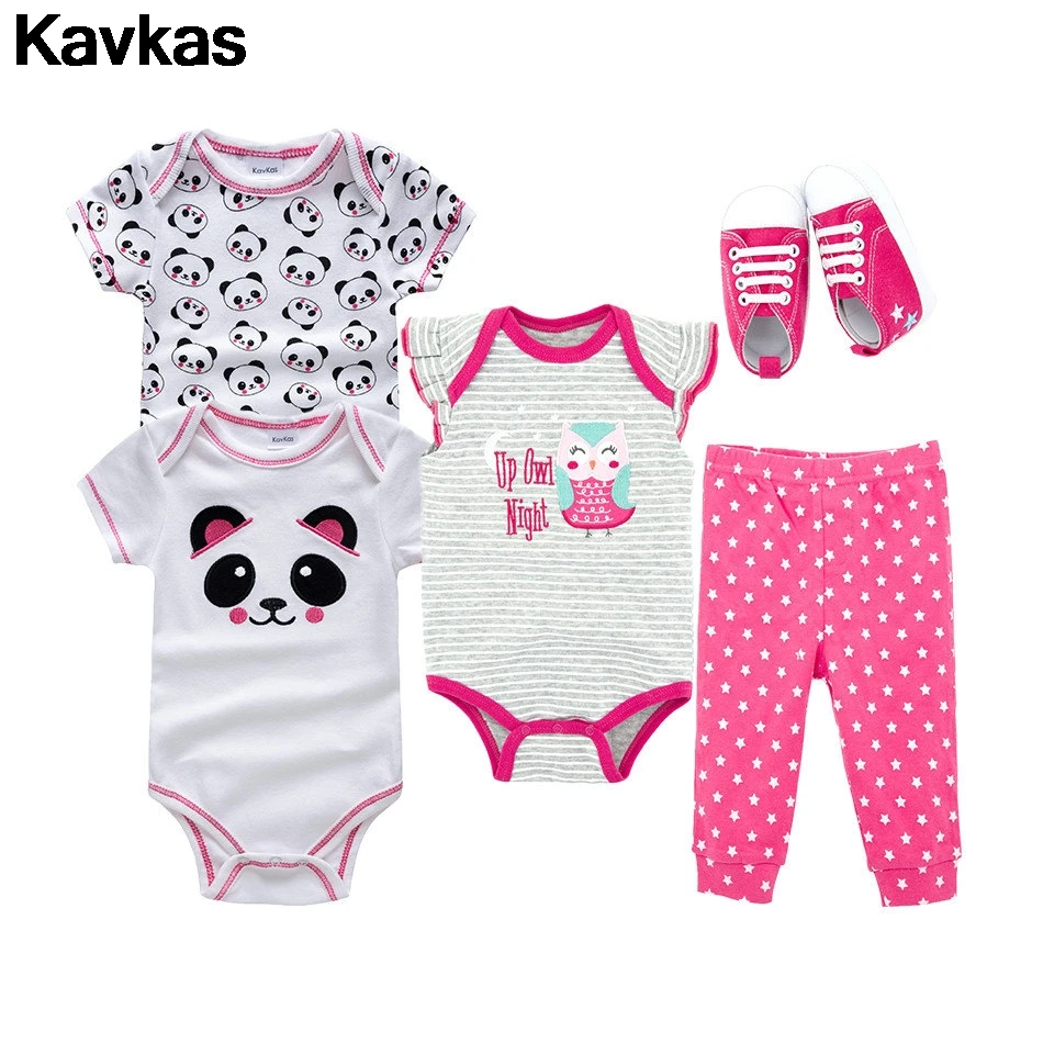 

Kavkas 2019 New Baby Girl Dress Cotton Cartoon Baby Girl Boy Clothes Set Short Sleeve Summer Set