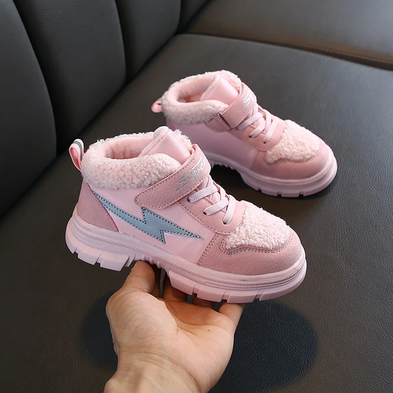 

BOY'S Large Cotton-padded Shoes Brushed And Thick Northeast 2019 Winter Girls Cotton-padded Shoes Big Boy Hight-top Children Spo