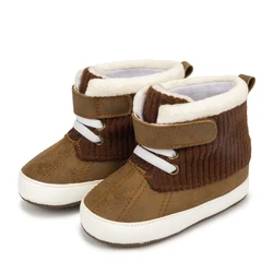 Sapatos de salto alto meninos meninas botas quentes infantil camurça primeiros caminhantes casuais prewalker macio antiderrapante sola berço sapatos 0 18m
