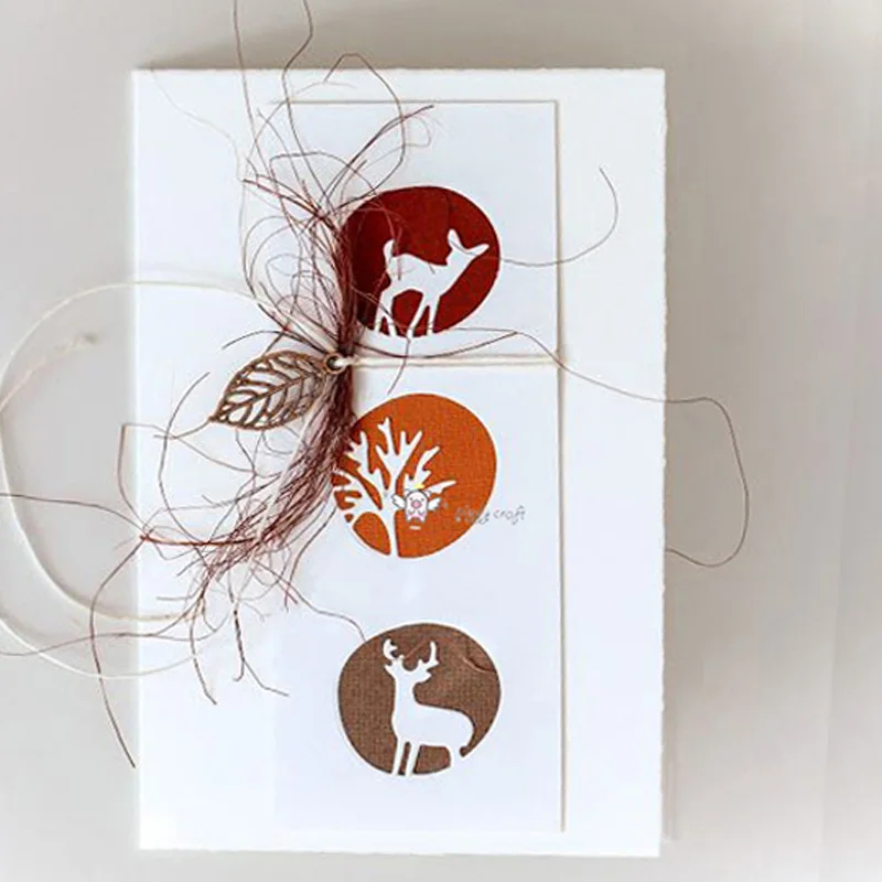 

3Pcs Tree Deer Cut Die Circle Frame Metal Cutting Dies Mold Scrapbook Embossing Paper Craft Knife Mould Blade Punch Stencils