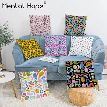 

Round Triangles Printed Cushion Cover Geometric Plush Throw Pillow Cover Decorative Pillowcase Square Funda Cojin for Sofa Chair