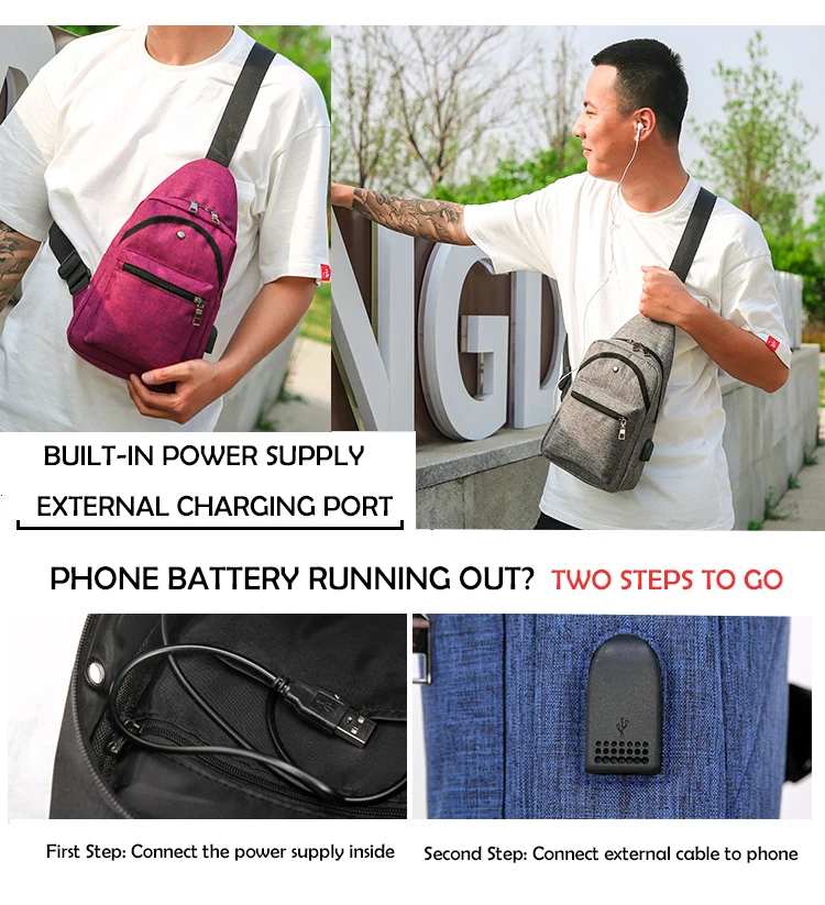 Уличная сумка через плечо уличная USB портативная спортивная мужская Bolso Hombre Deportivo с одной грудью Высокого Качества Модная