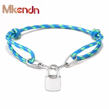 MKENDN Camping 550 Paracord Lock Bracelet Handmade Jewelry Rope Bracelet Lovers Gifts for Men Women Wrap Metal Hooks