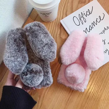

Rabbit Fur Case for Huawei P Smart Z 2019 Plus Luxury Bunny Phone Case Cover for Huawei Y5 2017 Y6 2018 Y7 Y9 Prime 2019 Fundas