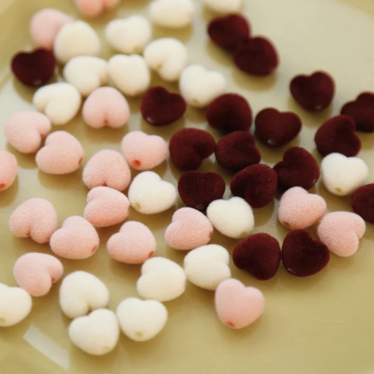 

Plush small grain love 3 colors into cute girl peach heart earrings making accessories handmade diy jewelry material