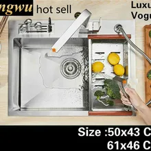 Домашняя мода Кухня ручная раковина одинарная мойка сделать блюда 304 нержавеющая сталь 50x43/61x46 см