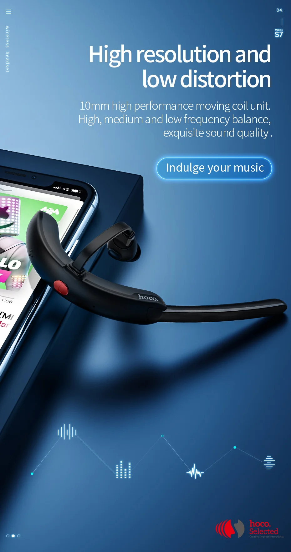 HOCO бизнес Bluetooth наушники цифровой шумоподавление Голосовое управление Беспроводные наушники с микрофоном автомобиль Спортивная гарнитура для iPhone