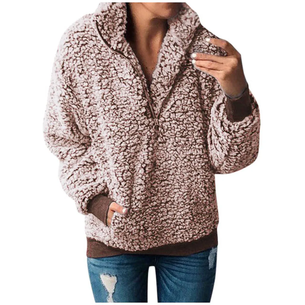 Женские плюшевые толстовки уютные мягкие толстовки оверсайз с длинными рукавами женские зимние уличные Теплые повседневные пальто пуловеры на молнии