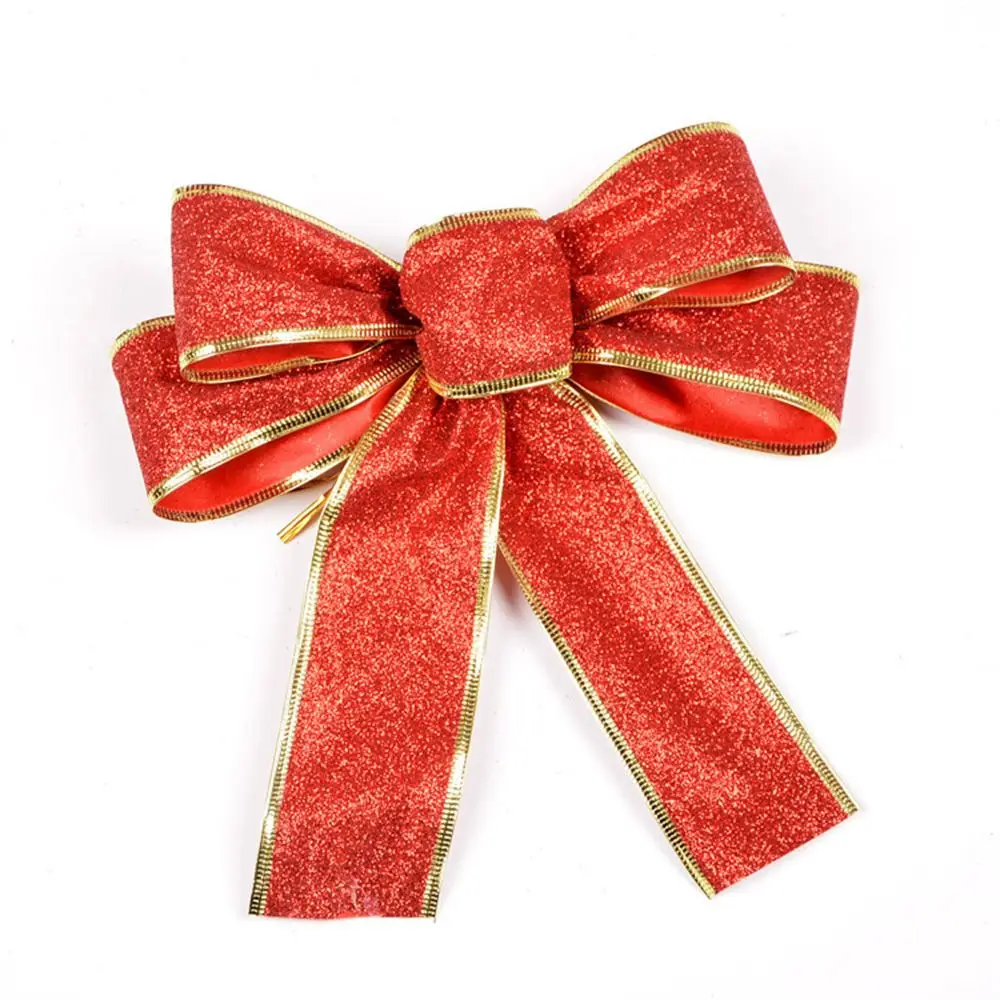 25cm Christmas Bowknot Glitter Large Bows Xmas Tree Decor New Year Supplies Wedding Ribbon Flower Party Decor Gift Ornaments