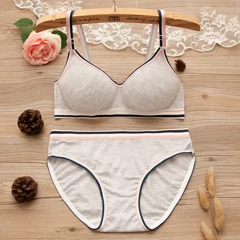 

2018 New Arrival Comfortable & Breathable Color Cotton Girls Training Bras for Young Teens, Kids Intimates Underwear Set