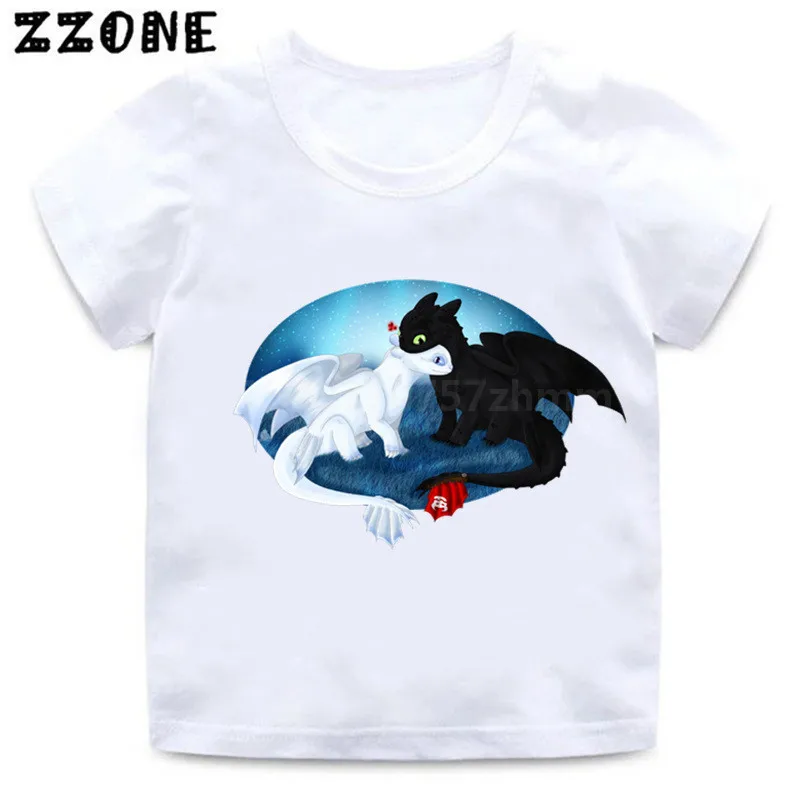 Футболка с принтом «Как приручить дракона» для мальчиков и девочек детская забавная одежда Детские топы, футболка для малышей HKP5322 - Цвет: whiteI