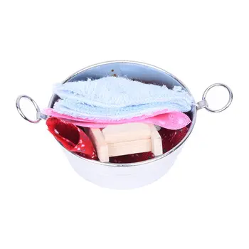 

Dollhouse Miniature Laundry Tub with Wooden Washboard Towel Set