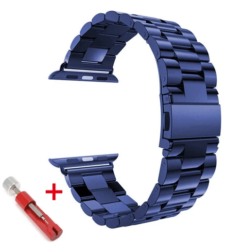 Ремешок из нержавеющей стали для apple watch 44 мм 40 мм 38 мм 42 мм iwatch series 4 3 2 1 металлический браслет для часов apple watch 5 - Цвет ремешка: blue