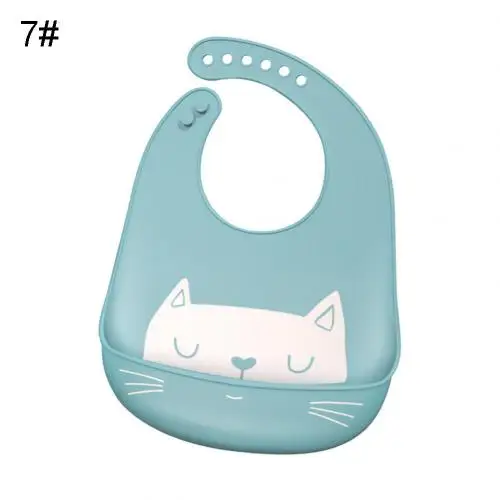 Blue Cat Водонепроницаемый Регулируемый нагрудник с животным принтом для малышей с карманом для кормления слюнявчик полотенце для еды аксессуар мягкий детский материал обеспечивает уход - Цвет: Blue Cat