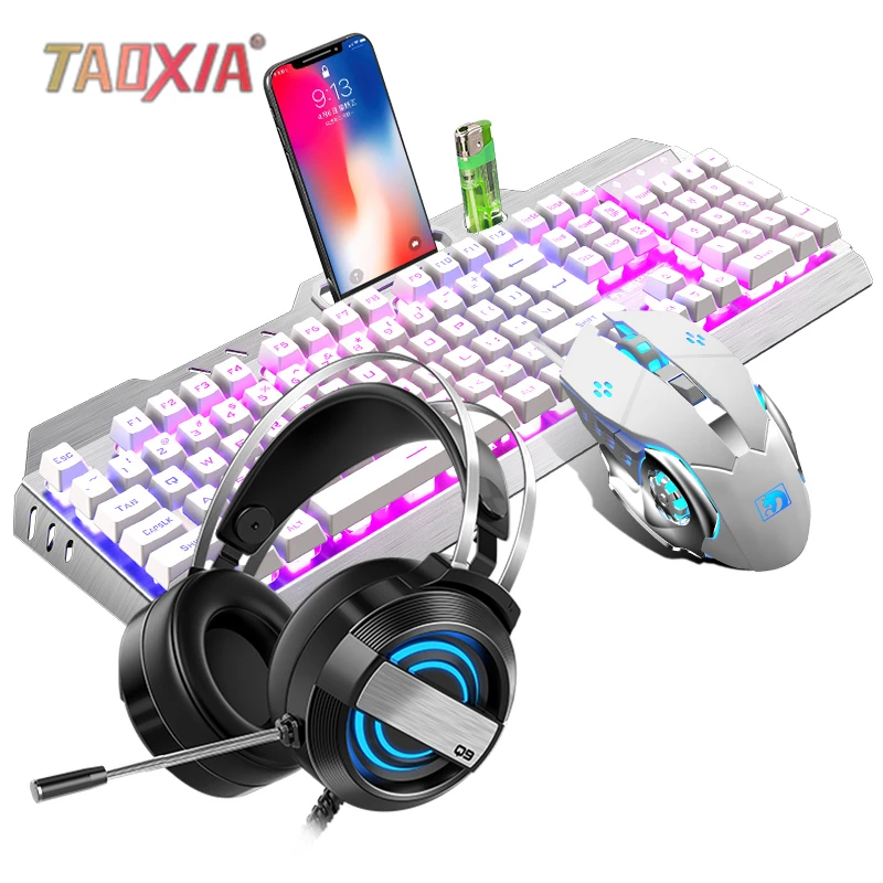  Mechanical Keyboard And Mouse Headset Three-piece Suit Desktop Computer Notebook Gaming Peripherals