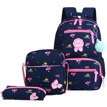

3PCS/Set Waterproof School Bags Children Backpacks For Teenagers Girls Lightweight Book Bag Child Orthopedics Schoolbag Boys