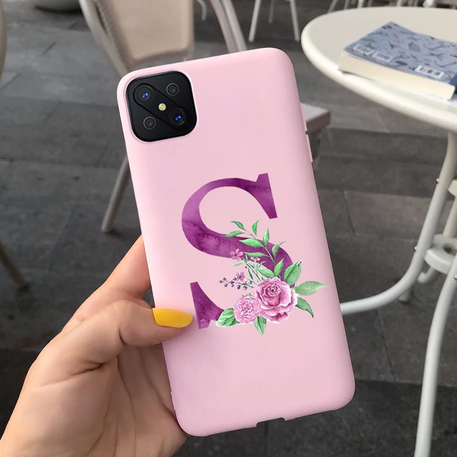 Cute Letters Soft TPU Phone Case - Simple Black Pink Back Cover