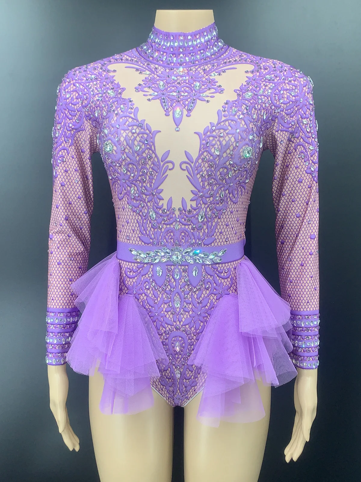 Sparkly Rhinestones Bodysuit Women Long Sleeve Club Outfit Dance Costume Sexy Show Performance Stage Wear Birthday Dress dance dress rhinestones dress women dance costume stage performance costume sexy evening dress