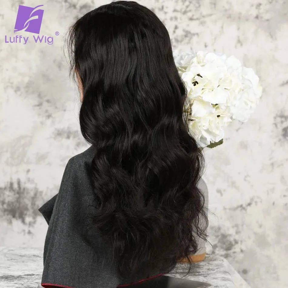 13х6 парик из искусственных волос на кружеве 150%-180% волнистые человеческие волосы кружевные парики предварительно выщипанные отбеленные узлы Remy перуанские волосы для женщин LUFFY
