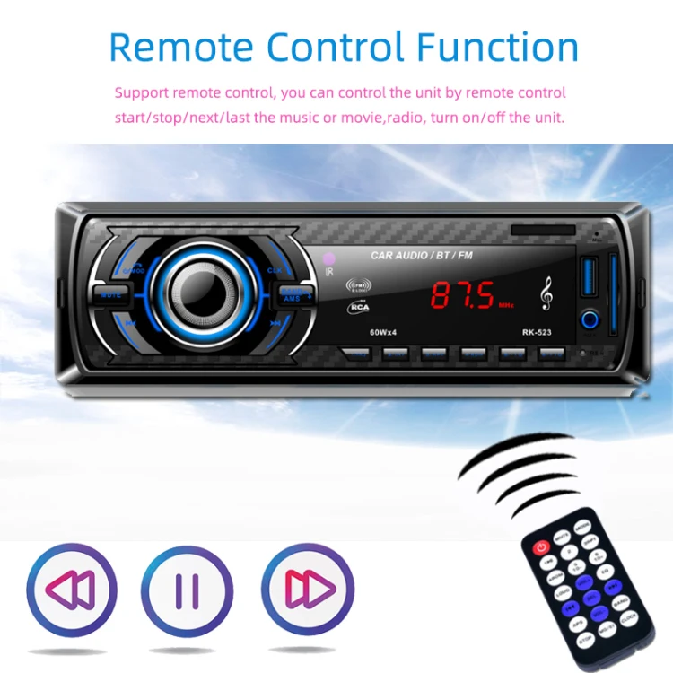 RK-523 стерео аудио MP3 плеер DC12V FM функция для автомобиля Черный Поддержка USB/SD/Card Reader 4 колонки Bluetooth