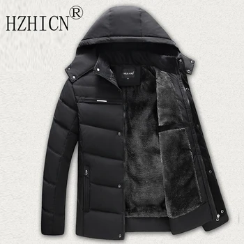 

New Men Jacket Coats Thicken Fur Fleece Warm Winter Windproof Jackets Casual Mens Down Parka Hooded Outwear Cotton-padded Jacket