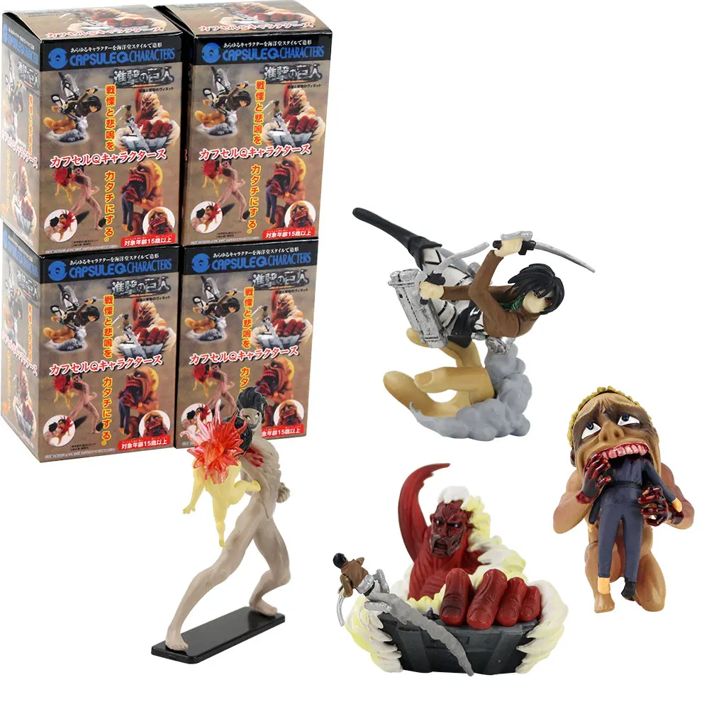 Экшн-фигурки из ПВХ 4 шт./компл. 4-7 5 см аниме атака на Титанов Mikasa Ackerman Q Version игрушки