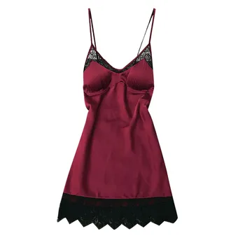 

Solid sexy sleepwear dress Lace Pajamas Ladies Underwear Women's Sexy Lace Nightdress Lingerie Sleepwear Top Sling Pajamas