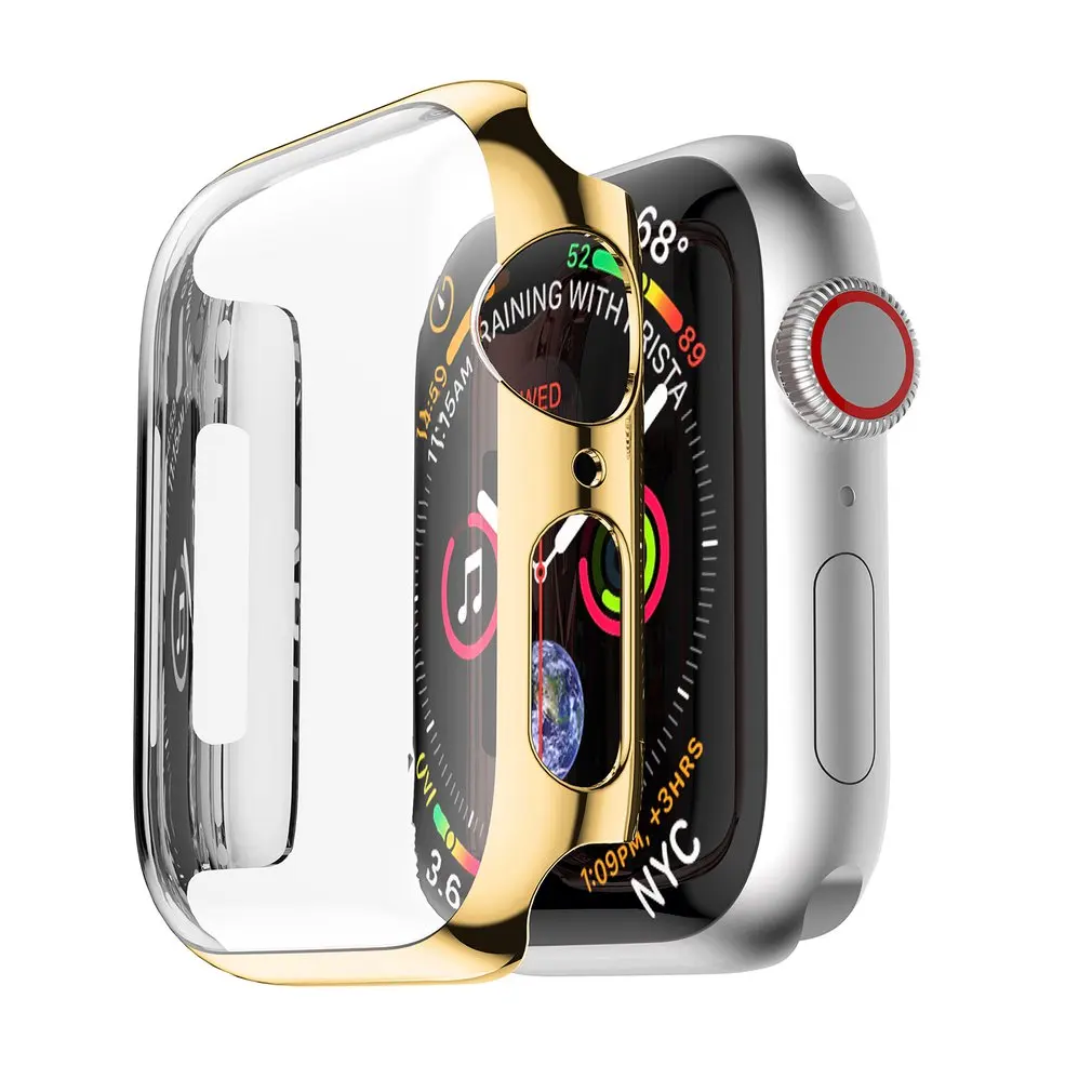 ПК покрытие часы Чехол Крышка Корпус оболочка для наручных часов Apple Watch Series 4 40/44 мм отлично сидит дизайн отверстия - Цвет: 44mm gold