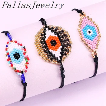 

5Pcs Mix color Eye Bracelets for Women seed Bead Loom Statement Bangles Bracelets Gift