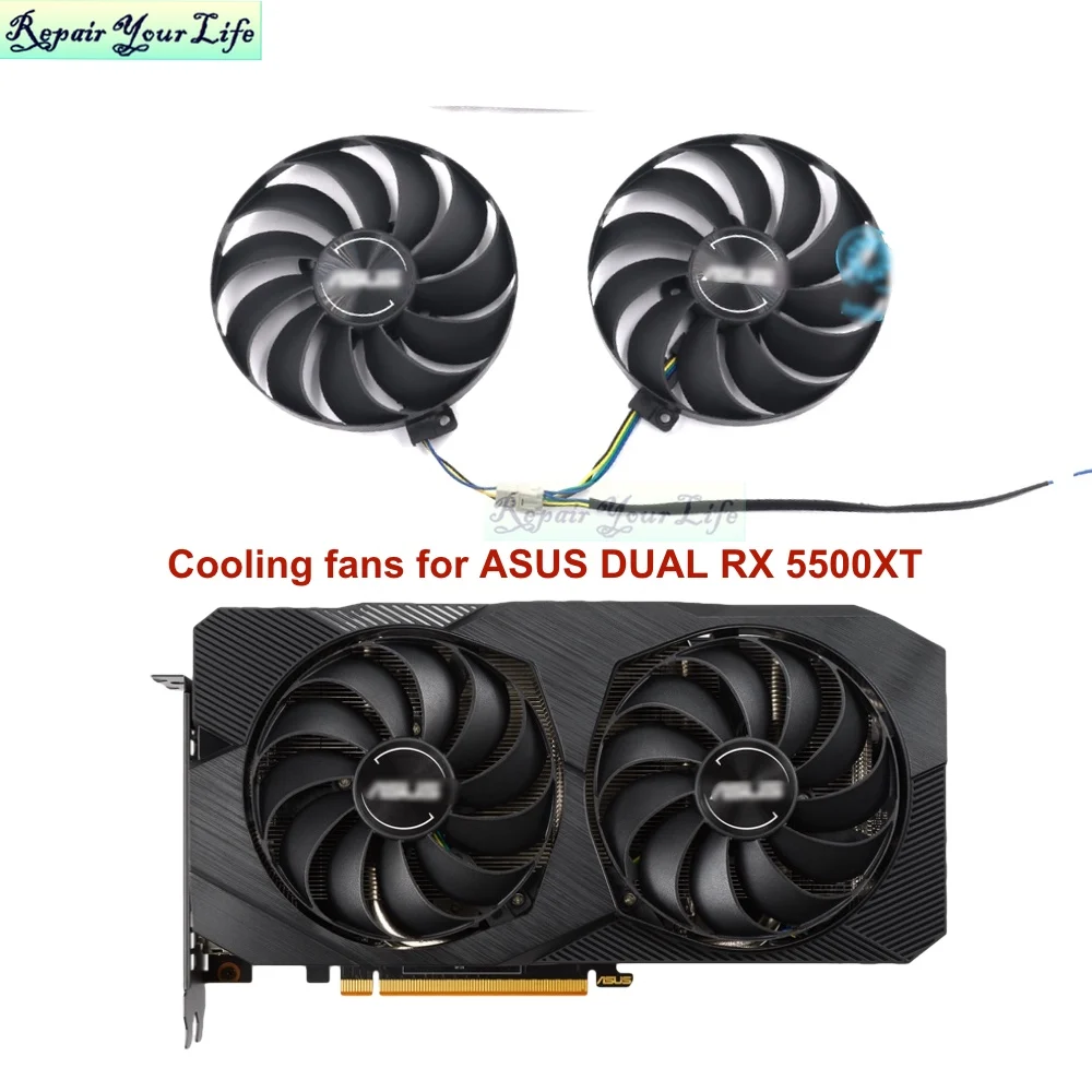 Ventilador Gráfico para Asus 95 mm Dual Rx5500xt Rx5600 T129215su Refrigeração com Pinos 12v Ventiladores e resfriadores - Imagem 4