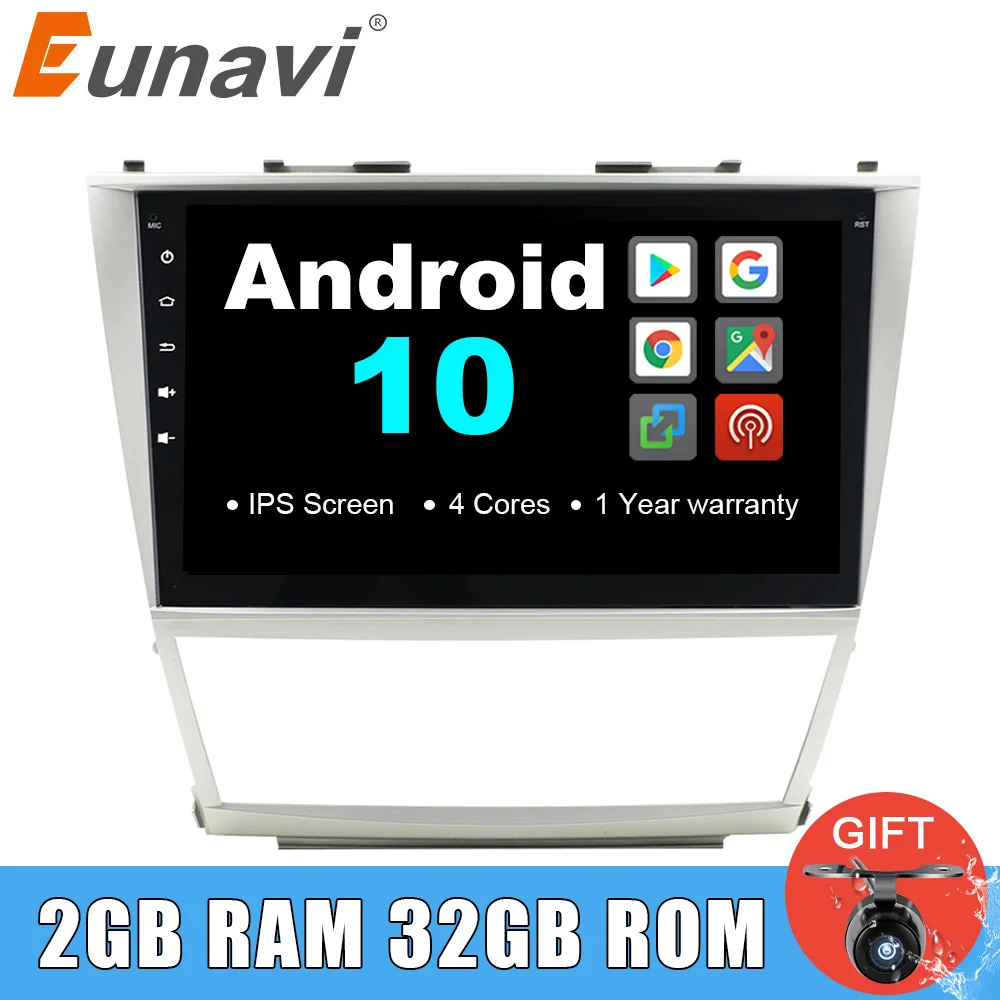 Автомагнитола Eunavi 2 Din Android 10 стерео мультимедиа GPS навигация для Toyota Camry 2007 2011