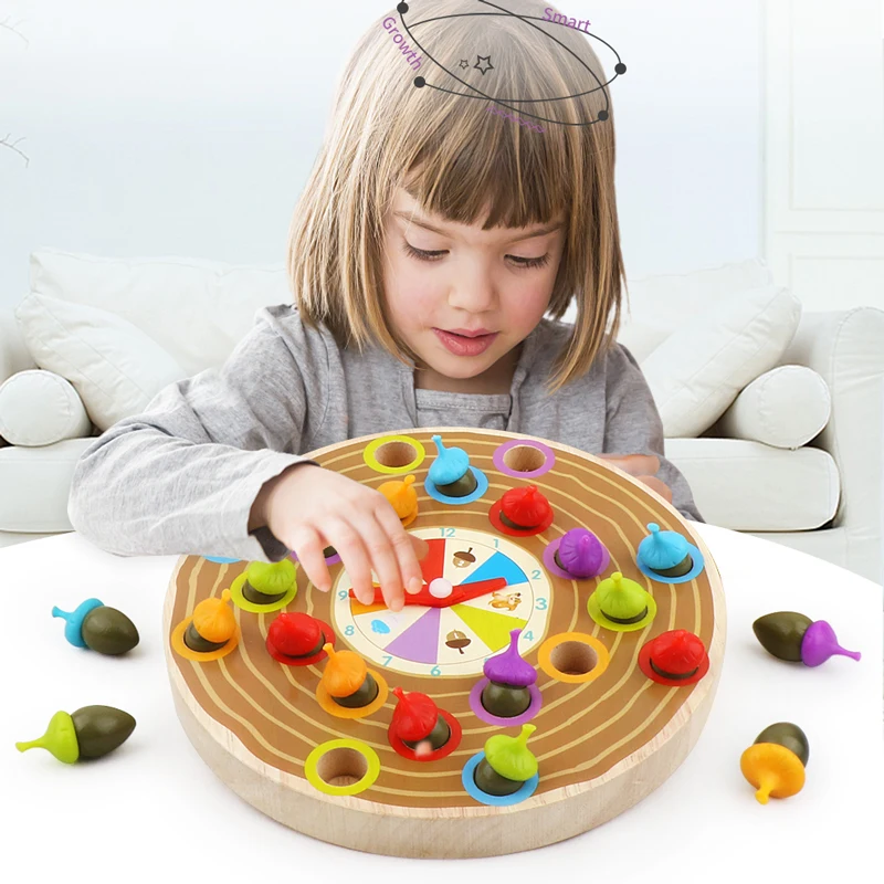 

Board Game Children Wooden Educational Toys Squirrel Clip Nut Turntable Game Concentration Training Early Education Wooden Toys