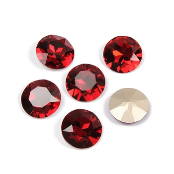 

YANRUO 1201 27mm Siam Round Sewing Crystal Stone Point Back Red Rhinestones Strass All For Needlework And Decoration