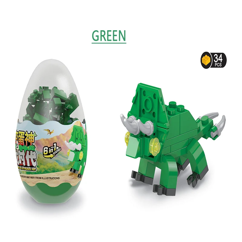 

Zoo Figures Animal Model Building Blocks 6 styles Dinosaur Egg Animals DIY Building Blocks kids toys for children