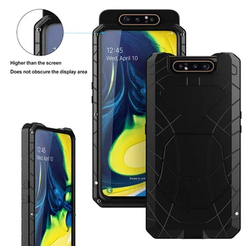 For Samsung Galaxy A80 Phone Case Hard Aluminum Metal Tempered Glass Screen Gift Protector Cover Heavy Duty Protection Cover 5