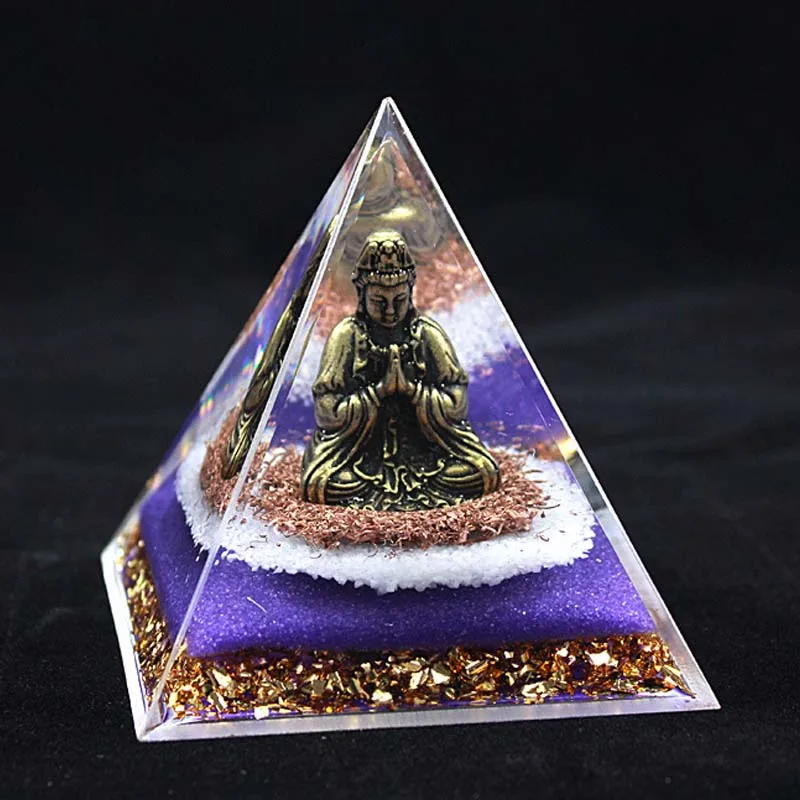 

Buddha Orgone Pyramid Crystal Orgone Energy Generator Orgonite Pyramids For Reiki Healing Meditation EMF Protection Lucky Stone