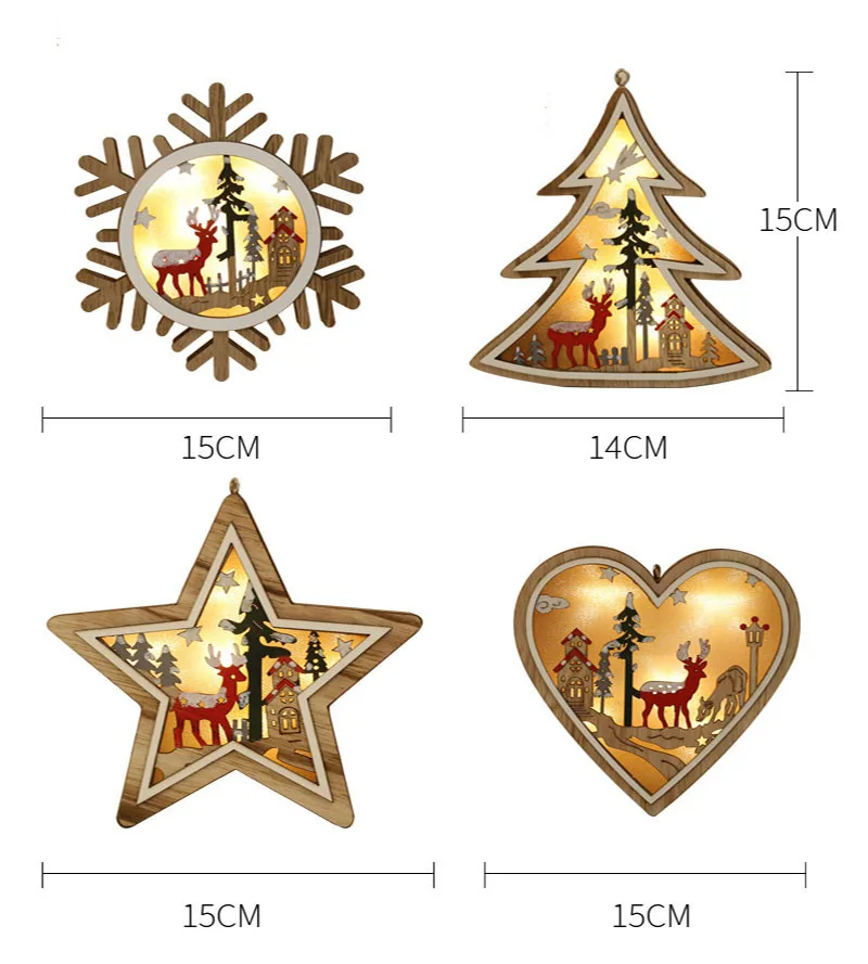 Деревянный Рождественский светильник светодиодный Рождественский кулон-украшение светильник s звезда снег рождественская елка декор для отдыха дома гостиной комнатные лампы