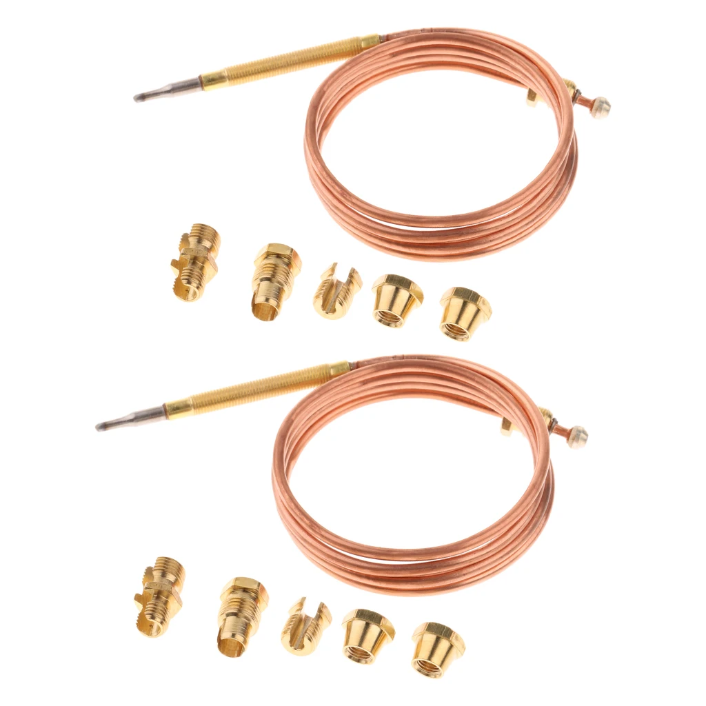 2PCS 90cm Thermocouple Replacement Set For Gas Furnaces Boilers Water Heaters, easy mounting on most pilot burners
