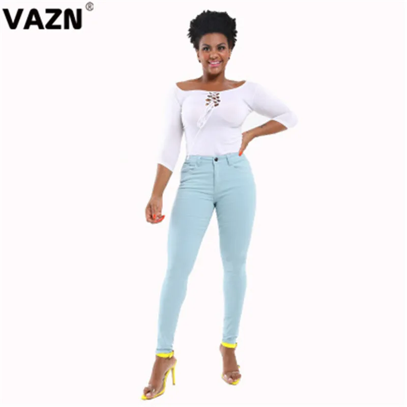 VAZN YP9015 Осень Высокое качество группа неопрятный свежий прозрачный сексуальный общий комбинезон джинсы однотонные обтягивающие женские длинные узкие брюки