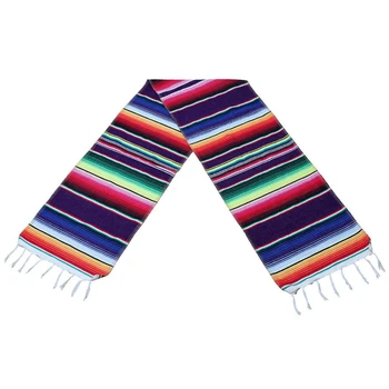 

Mexican Serape Table Runner Fringe Cotton Tablecloth Fiesta Party Dinner Decor
