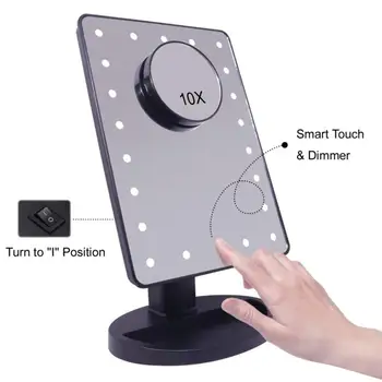 

Cosmetic Beauty Mirror With 21 LEDs Cosmetic Mirror with Touch Dimmer Switch Battery Operated Stand for Tabletop Bathroom Travel