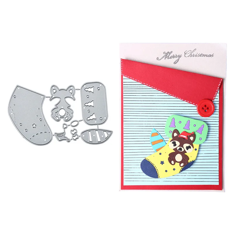 

YaMinSanNiO Christmas Socks with Cute Bear Metal Cutting Dies New for Card Making Scrapbooking Embossing Cuts Stencil Craft Dies
