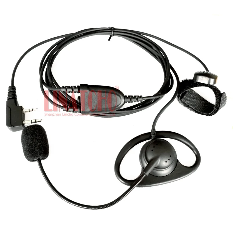 D shape 2 pin ear mic bar hands free earphone finger PTT for TK-3170 PX-777 walkie talkie