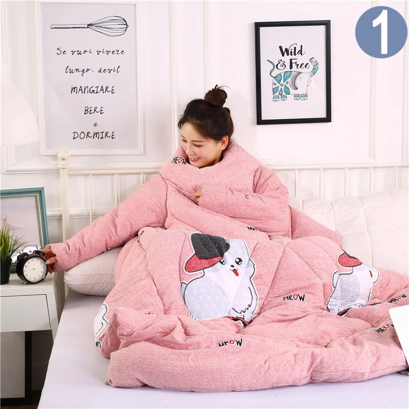 Cena Duża kołdra dla leniwych z rękawami ciepły zagęścić koc wielofunkcyjny miękki dla domu zima Nap J2Y