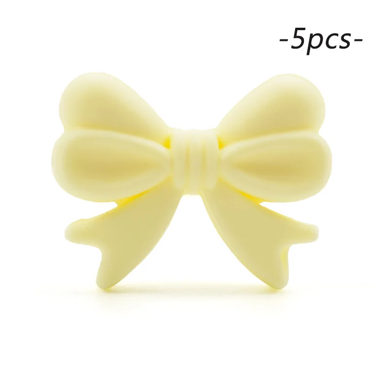 LOFAC Silicone Cartoon Bow Tie Beads - 5pcs Set for DIY Keychains & Jewelry Accessories