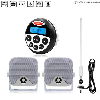 

Waterproof Marine Audio Radio Stereo Bluetooth FM AM Receiver Car MP3 Player For ATV Yacht Motorcycle+4" Marine Speaker+Antenna