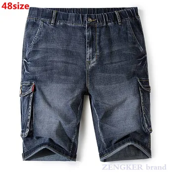 

Denim shorts leisure pocket summer thin loose elastic large size trend tooling tide brand washed pants 44 46 48