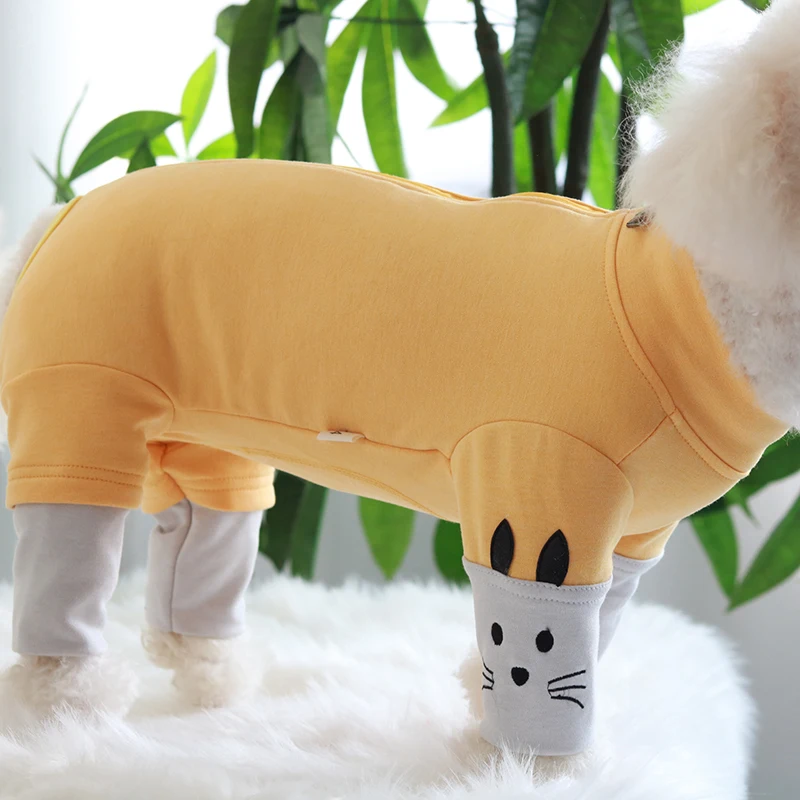 Комбинезон для собаки осень/зима чесаный хлопок щенок одежда защита живота Комбинезоны для маленьких собак пижамы Толстовка с длинным рукавом