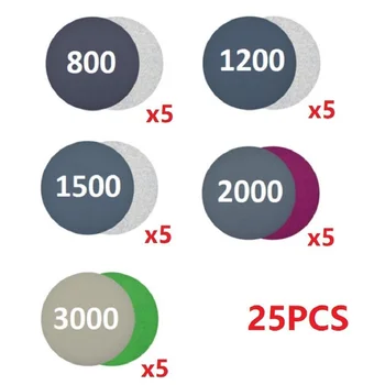 

25Pcs Sanding Discs 125mm Wet And Dry Sandpaper 800-3000 Grit Waterproof